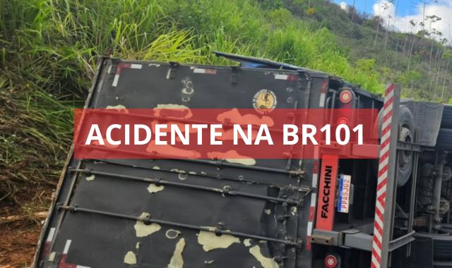 Carreta tomba na curva da Pedra Branca