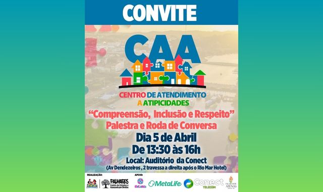 Convite - Palestra e roda de conversa com o tema "Compreensão, inclusão e respeito"