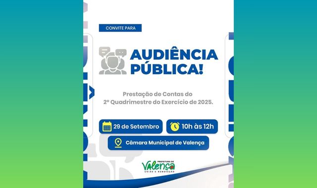 Prefeitura de Valença convida toda a população para participar da Prestação de Contas