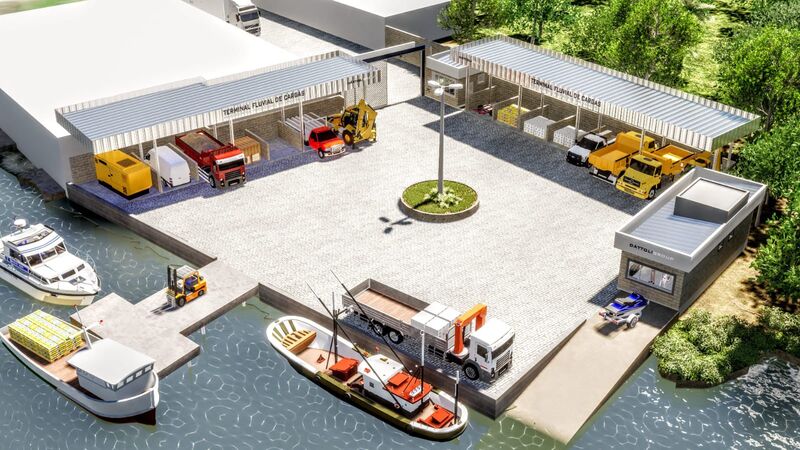 Obras do novo Terminal Fluvial de Cargas de Valença