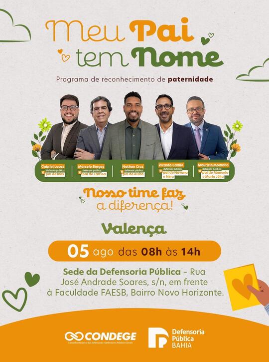 Defensoria Pública realiza campanha em Valença com exame de DNA e reconhecimento de paternidade gratuitos