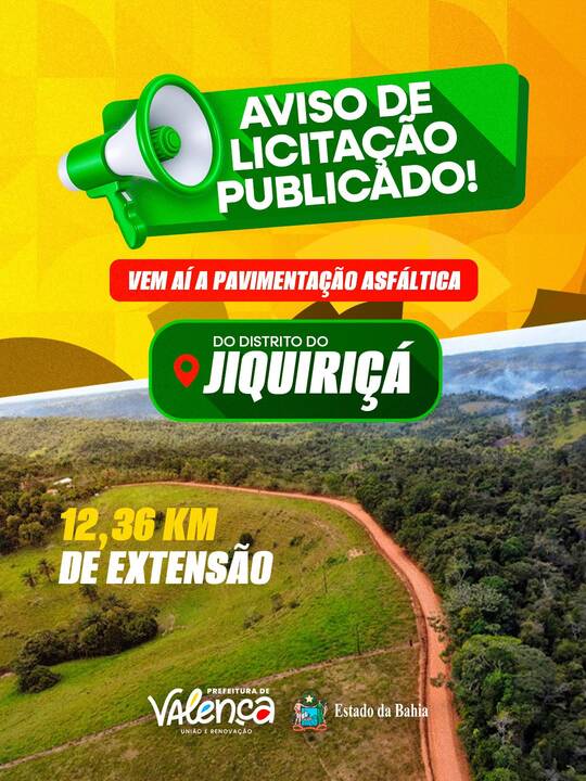 Estado abre licitação para pavimentação de acesso ao distrito de Jequiriçá, em Valença