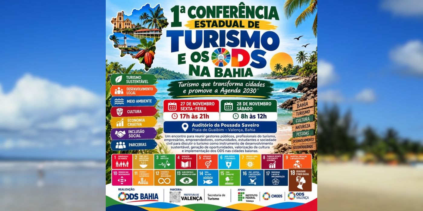 Valença recebe conferência sobre turismo sustentável nos dias 27 e 28 de novembro, inscreva-se