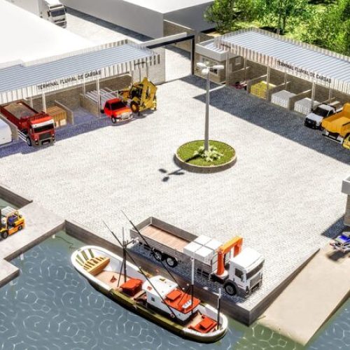 Obras do novo Terminal Fluvial de Cargas de Valença