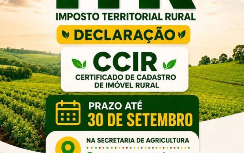 Produtores rurais de Valença têm até 30 de setembro para declarar o ITR