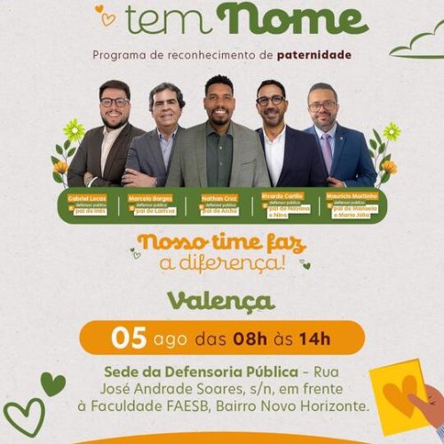 Defensoria Pública realiza campanha em Valença com exame de DNA e reconhecimento de paternidade gratuitos