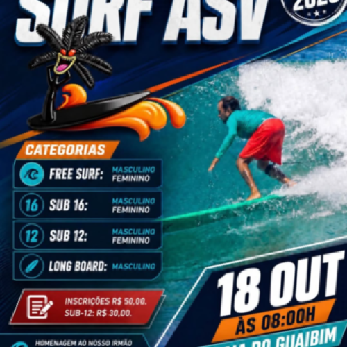 ASV abre inscrições para 2ª etapa do Circuito Municipal de Surf 2026 em Guaibim