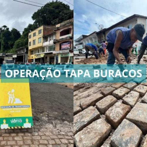 Prefeitura de Valença realiza operação 'Tapa Buracos' na feira livre da cidade