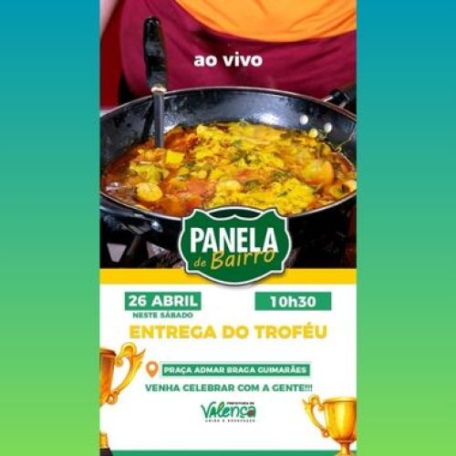 Valença estará na TV Bahia ao vivo, neste sábado (26), para a entrega do Troféu Panela de Bairro, conquistado pelo Restaurante Peralta