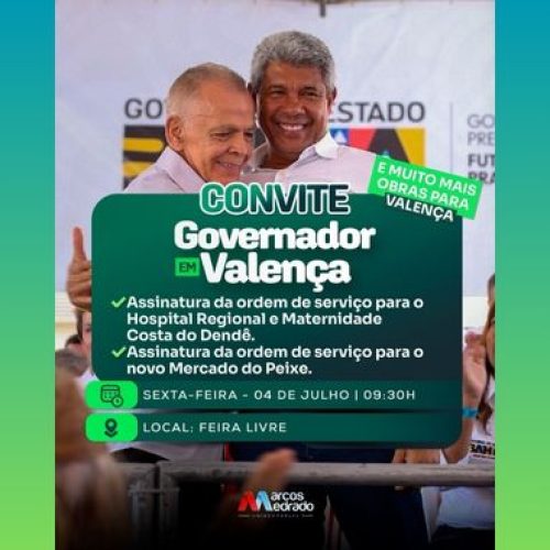 Prefeito Marcos Medrado recebe o governador Jerônimo Rodrigues nesta sexta-feira (04) para anunciar obras e serviços