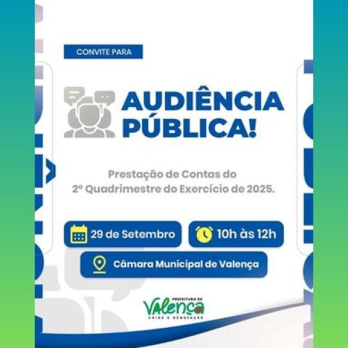 Prefeitura de Valença convida toda a população para participar da Prestação de Contas