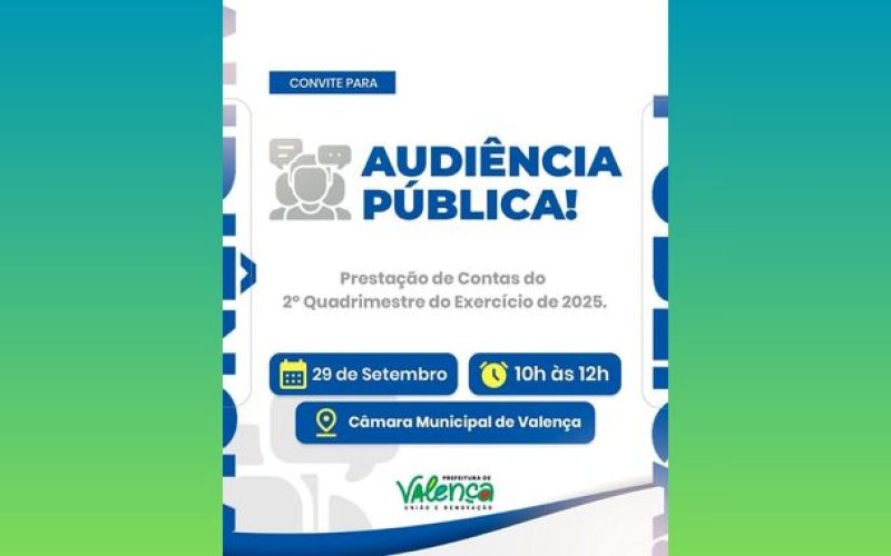 Prefeitura de Valença convida toda a população para participar da Prestação de Contas
