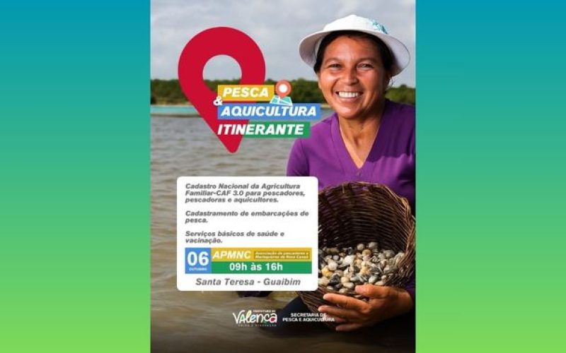 Prefeitura de Valença realizará ação itinerante de pesca e aquicultura em Guaibim